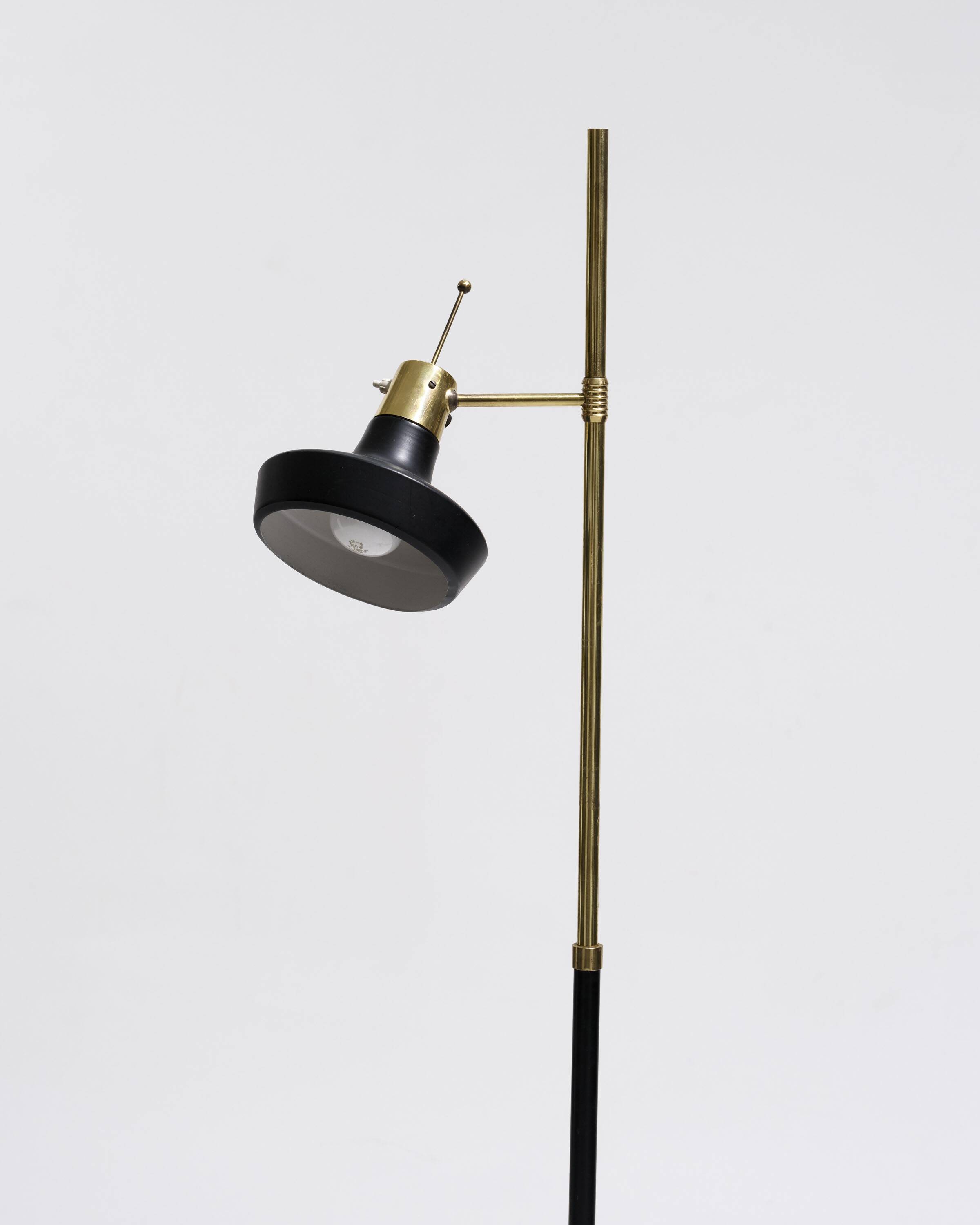 Black and gold metal floor lamp, 1950s