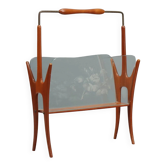 Vintage curved wooden and glass magazine rack, Italian design, 1950s.