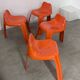 Table and 4 chairs in orange fiberglass design from the 70s Patrick Gingembre Paulus edition