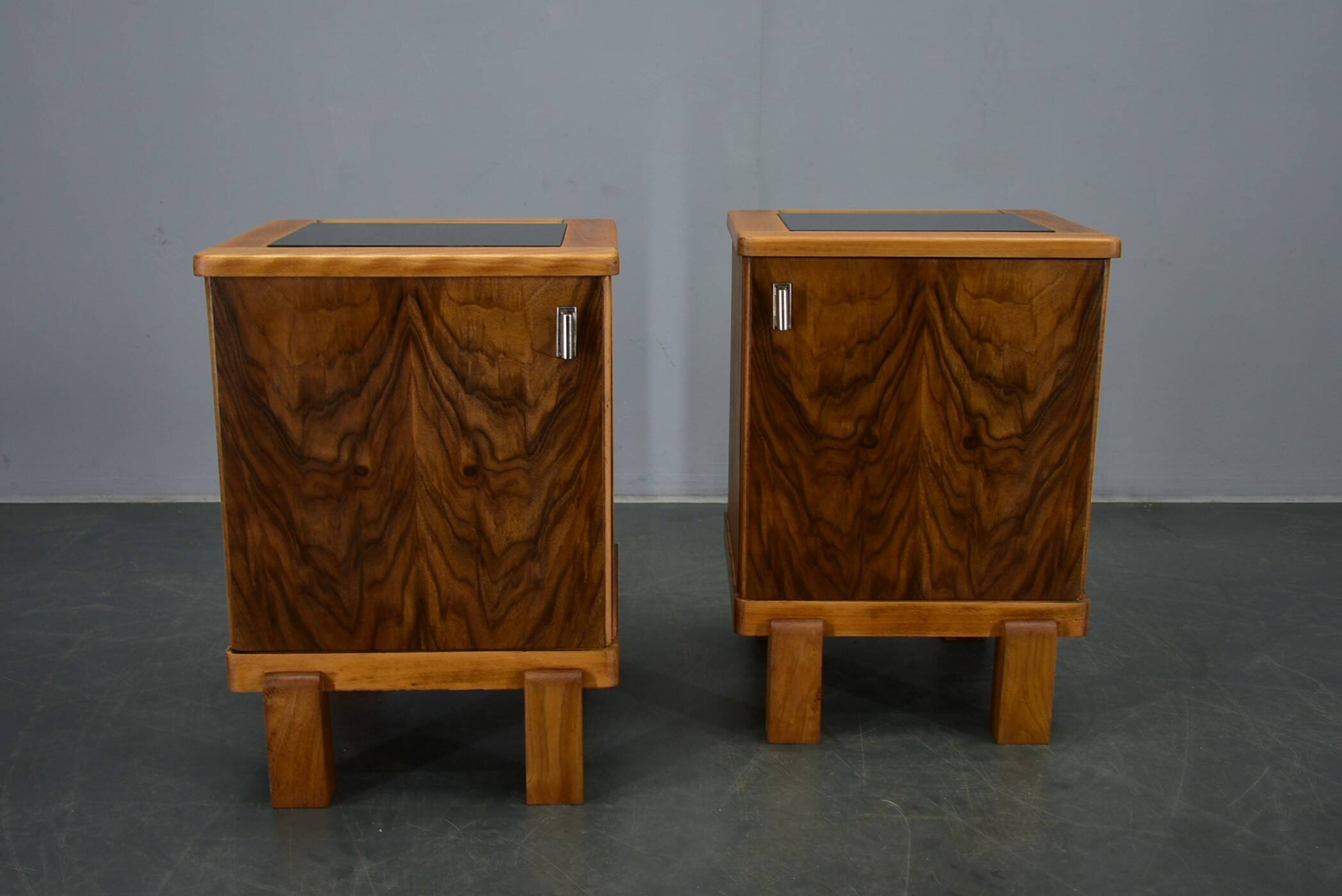 1935s pair of rare Art Deco bedside tables, Czechoslovakia