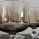 9 glasses of white wine on vintage stand Luminarc Smoked Black