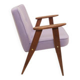 Mid-century modern armchair, oak wood, natural wool.