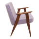 Mid-century modern armchair, oak wood, natural wool.