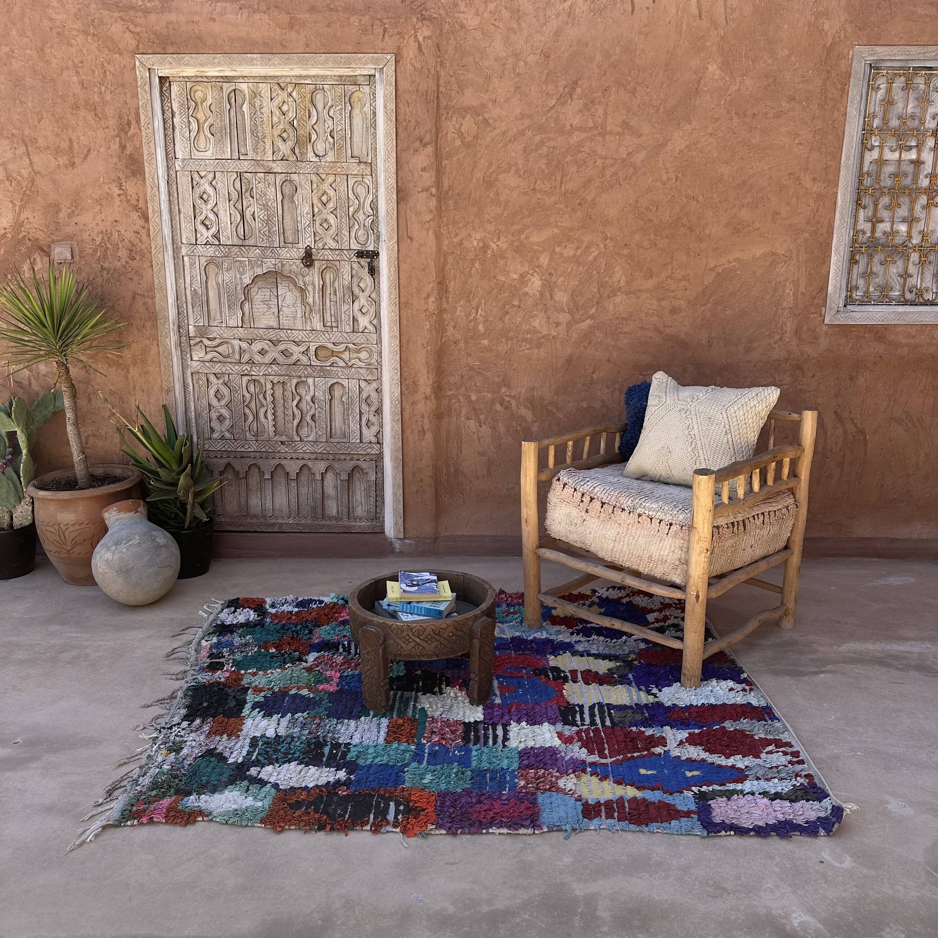 Moroccan carpet Boucherouite colored - 145 x 179 cm