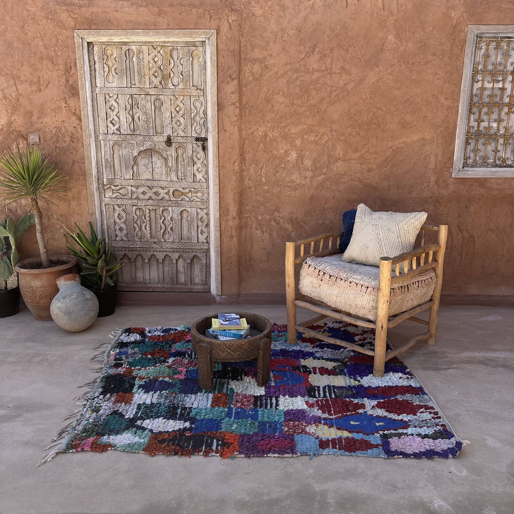 Moroccan carpet Boucherouite colored - 145 x 179 cm