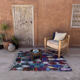 Moroccan carpet Boucherouite colored - 145 x 179 cm