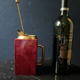 Aldo Tura red mixing pitcher with mixing spoon, Italy 1970s