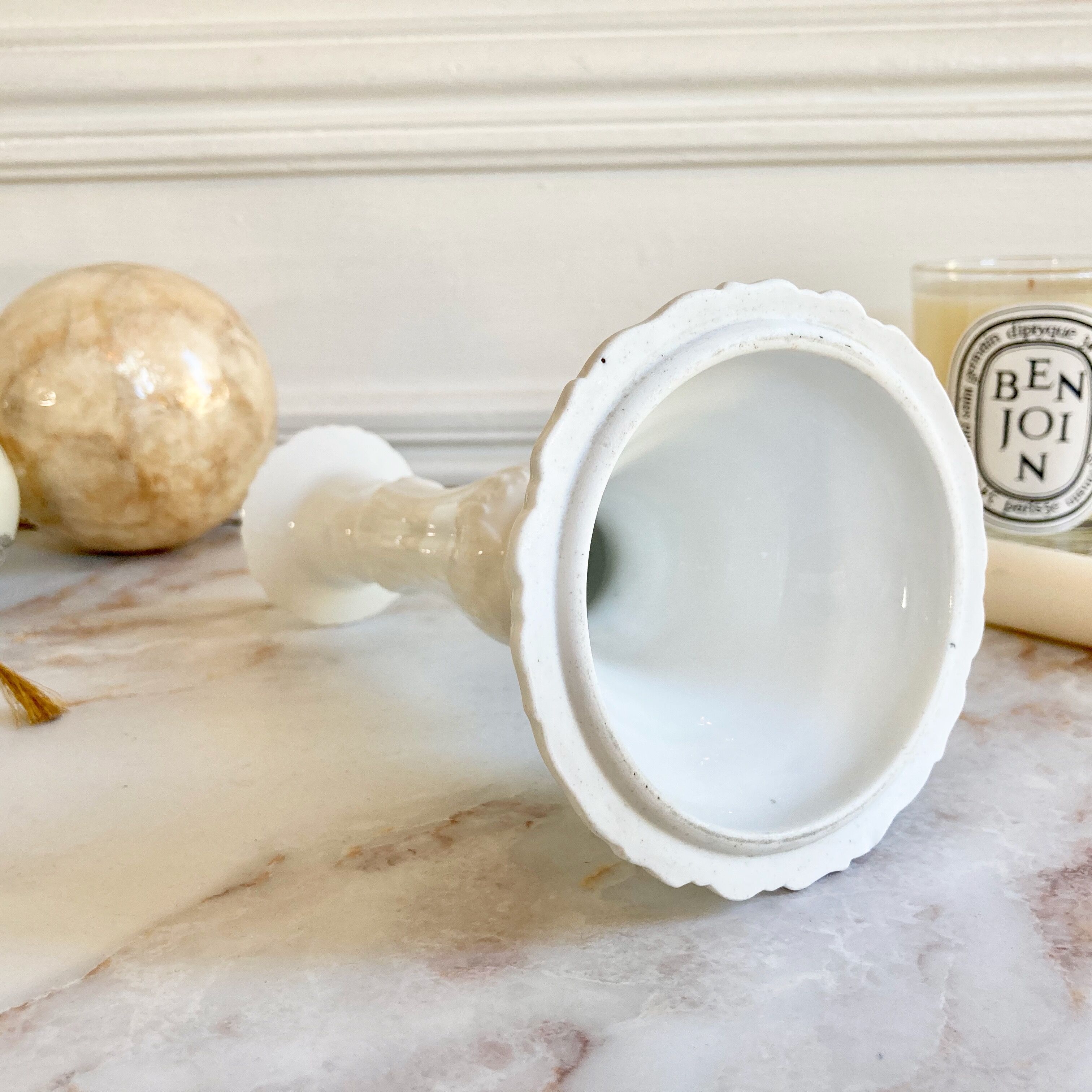 Antique porcelain candle holder