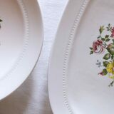 Flat faience of Lunéville China Keller & Guerin 1889 "Chaillot of Vercor" decoration in engraving enhanced drawing flowers