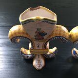 Pair of Henriot Quimper fleur-de-lys vases