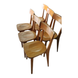Series of six wooden bistro chairs
