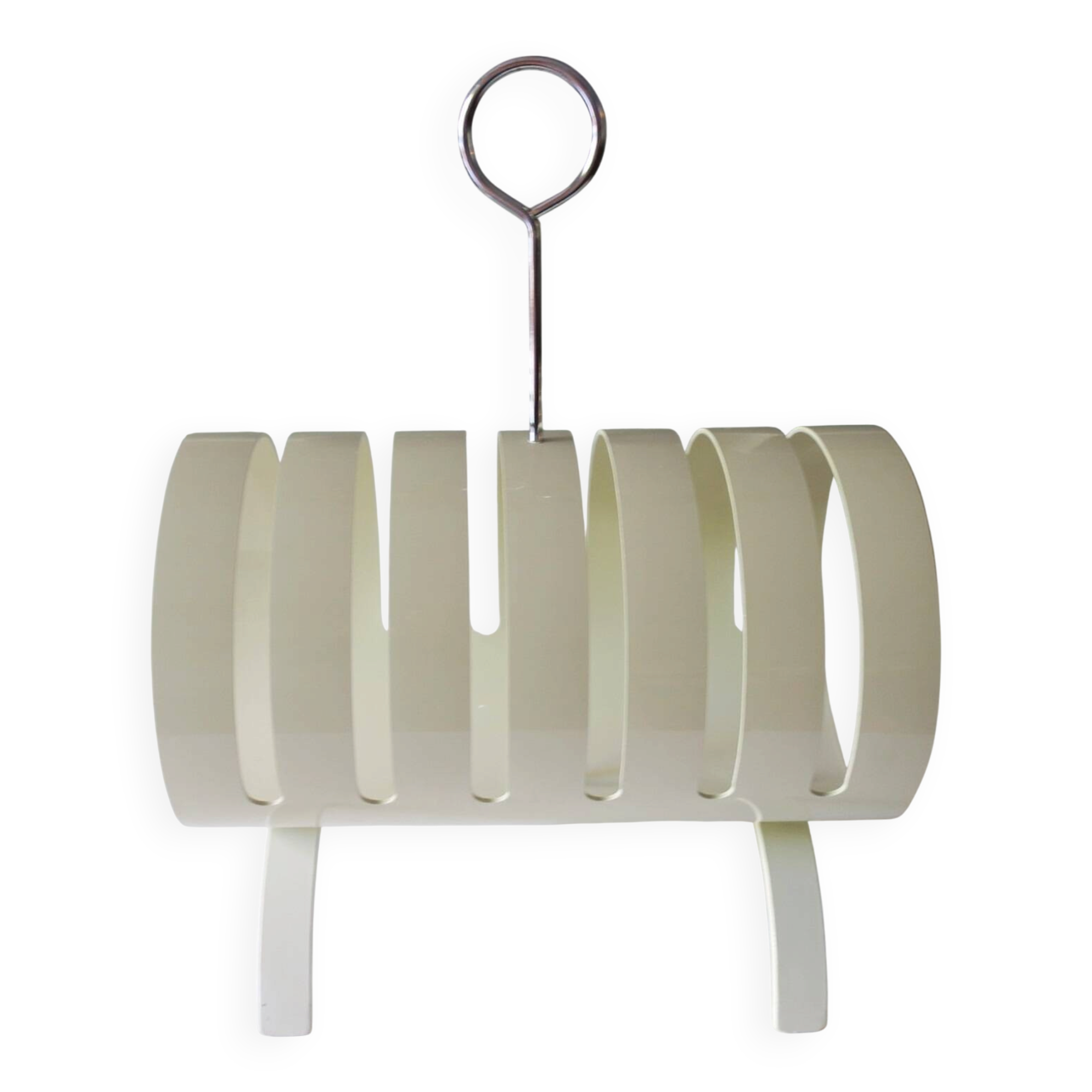 Opal Möbel white lacquered plywood magazine rack, 1960s