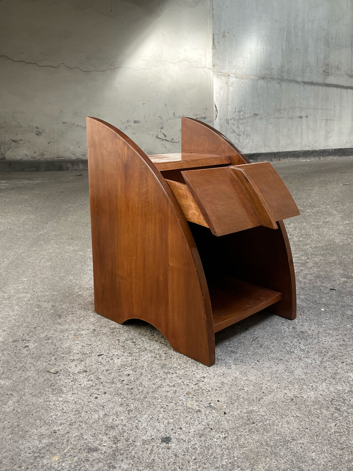 Futuristic wood bedside table 1960