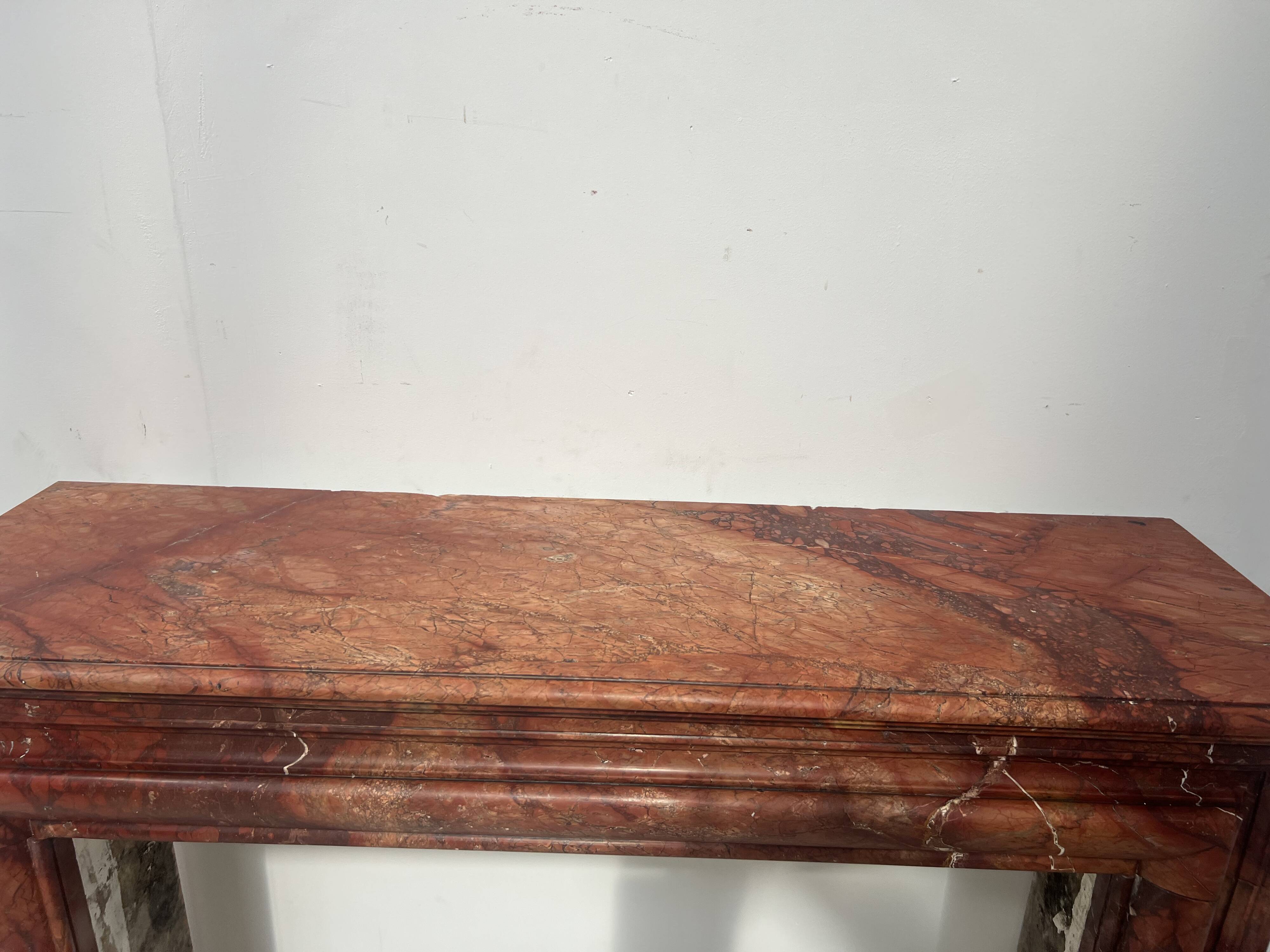 Louis Philippe fireplace in red breccia marble, 19th century