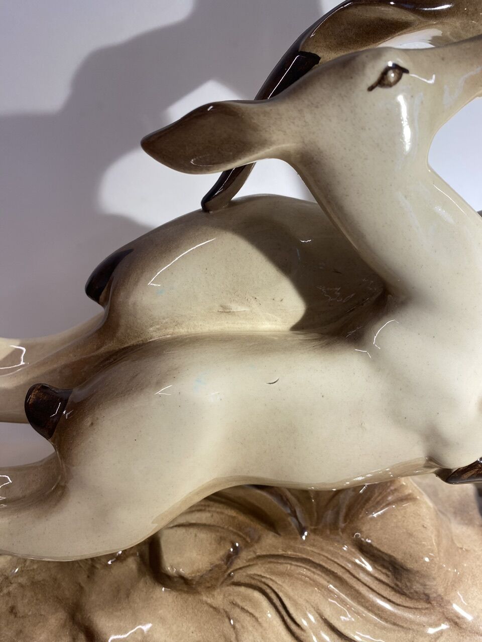 Ceramic deer and doe signed Lemanceau (1905-1980)