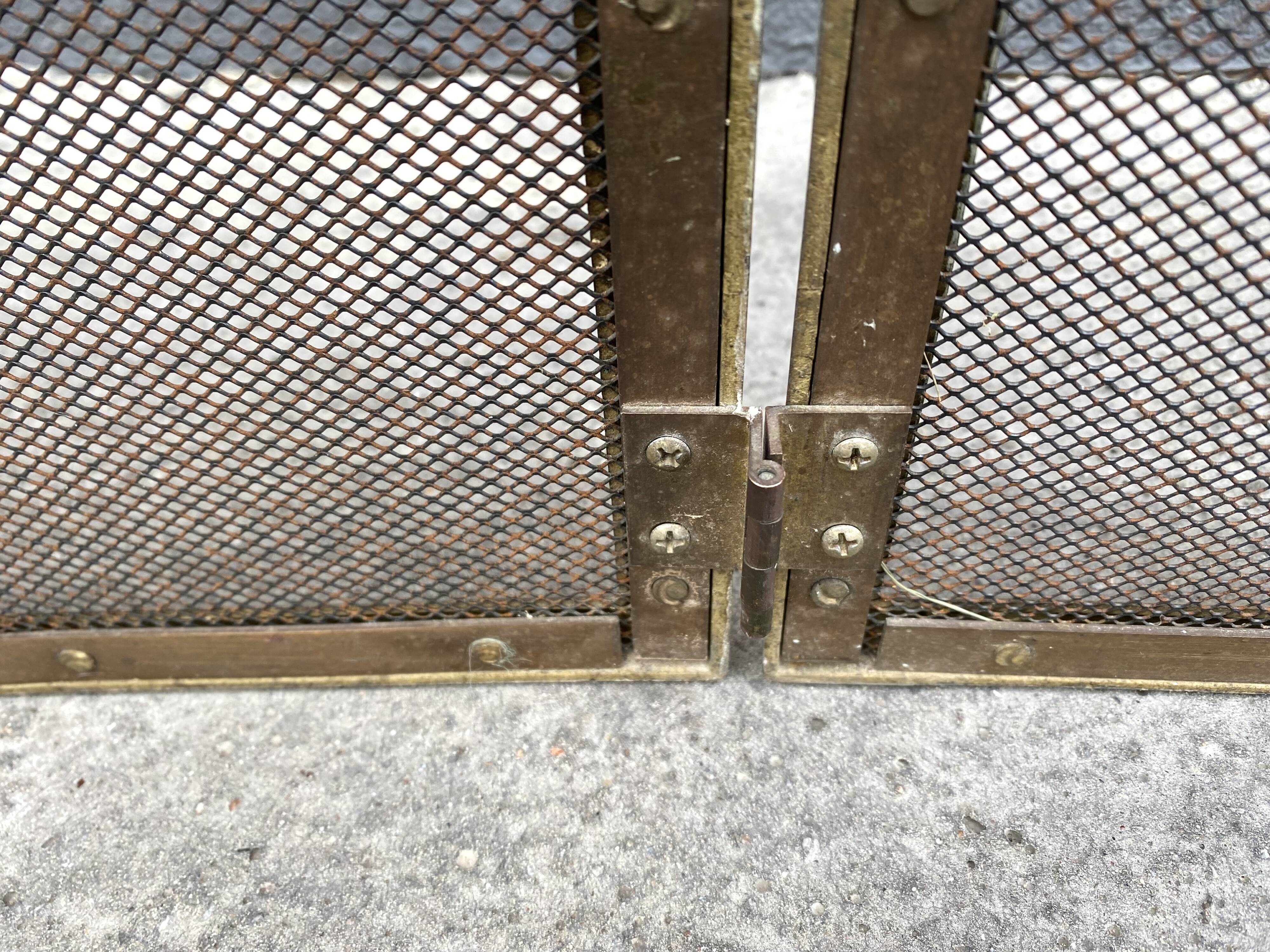 Vintage brass fireplace screen, spark screen 100 x 60