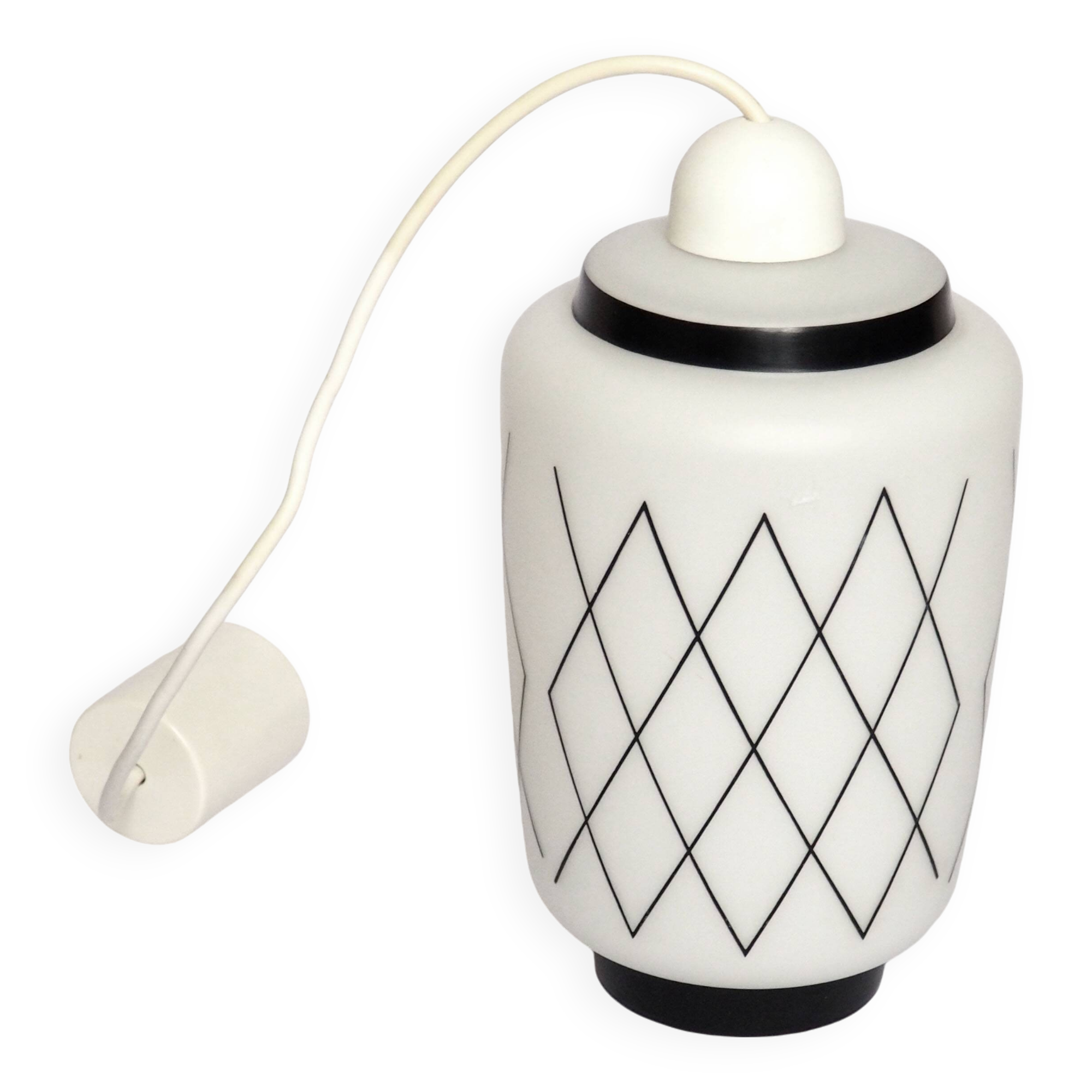 Black and white lantern suspension