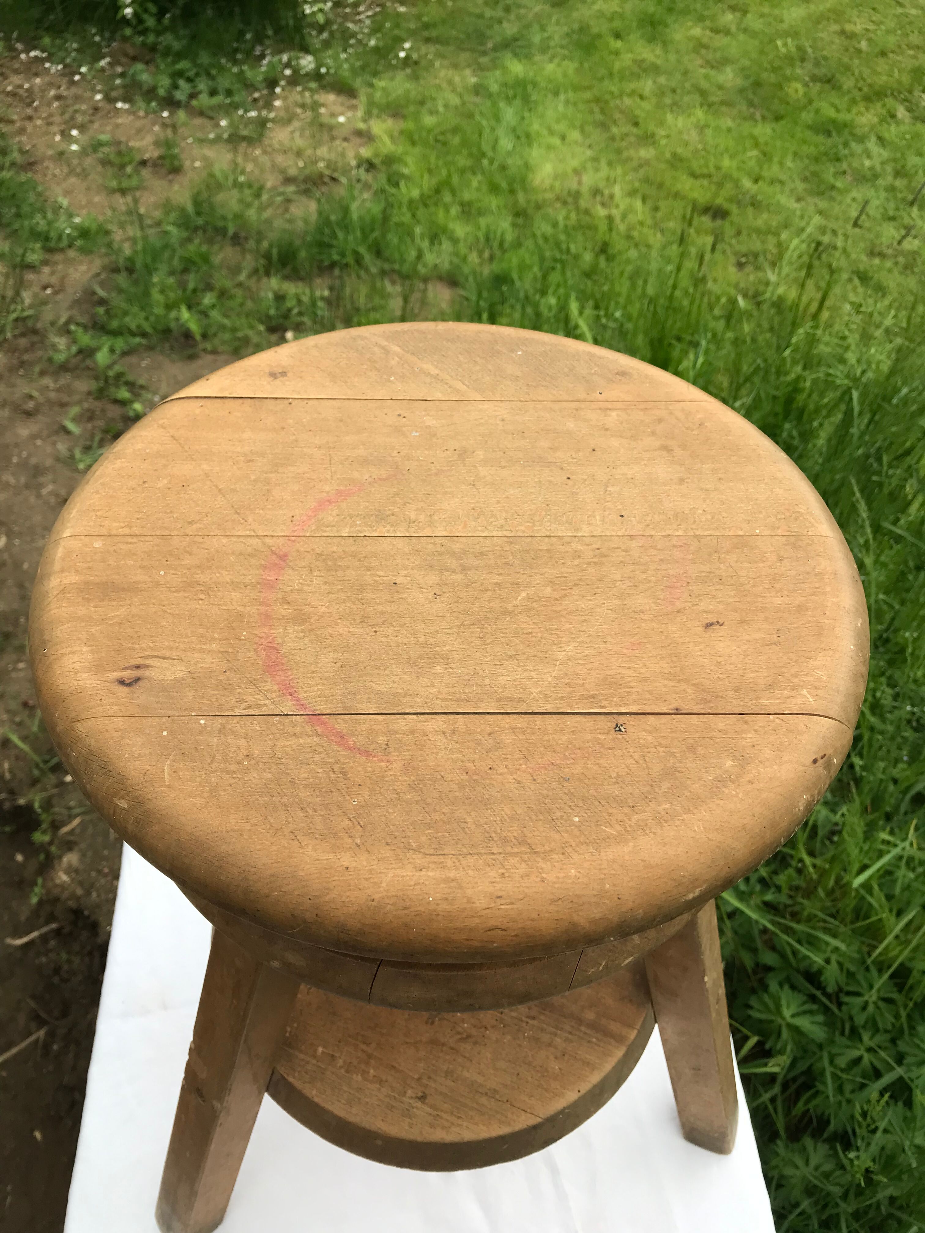 Industrial vintage wooden screw stool
