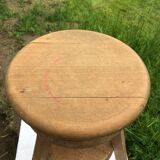 Industrial vintage wooden screw stool