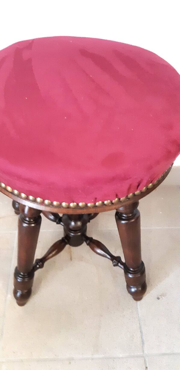 Tabouret de piano Napoleon III à quatre pieds tournés ,restauré d'époque