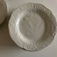 Set of 12 English earthenware plates Burleigh Davenport relief Vine leaf and strawberries