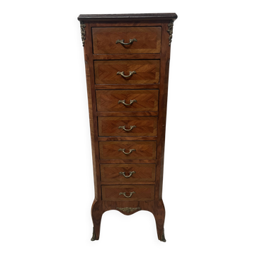 Semainier de style Louis XV en placage de bois de rose XX siècle