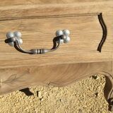 Louis XV style chest of drawers in stripped oak and left in natural wood