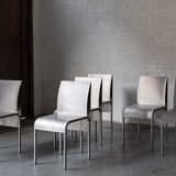 Set of 6 dining chairs in bent aluminum, 1980’s