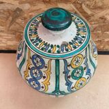 Old Jobbana Butter Jar Morocco Polychrome Earthenware 19th Century Vintage #B084