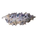 Iridescent enamelled leaf catchall, signed Gfredy.