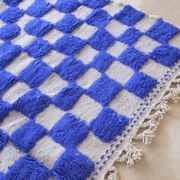 Moroccan blue checkered rug - 289 x 225 cm