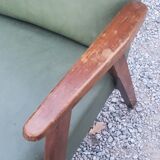 Pair of vintage Scandinavian style armchairs with moleskine compass legs from the 1950s