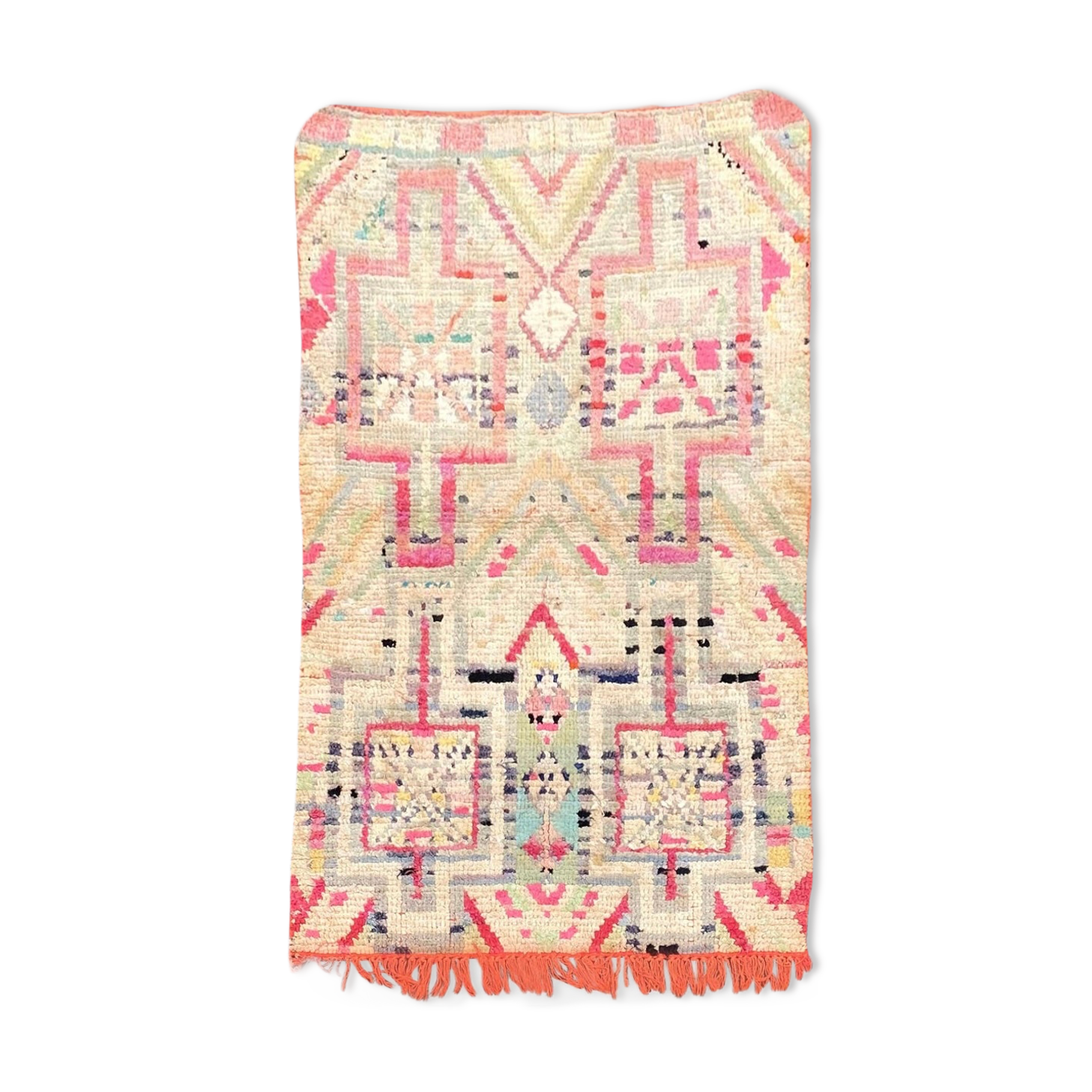 Carpet berbere boucherouite vintage 90×160 cm