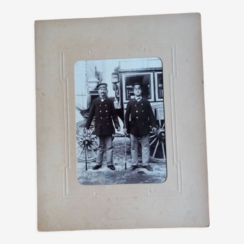 Photographie ancienne 1900 deux cochers Chemins de fer de l'Ouest par A. Rebut à Paris