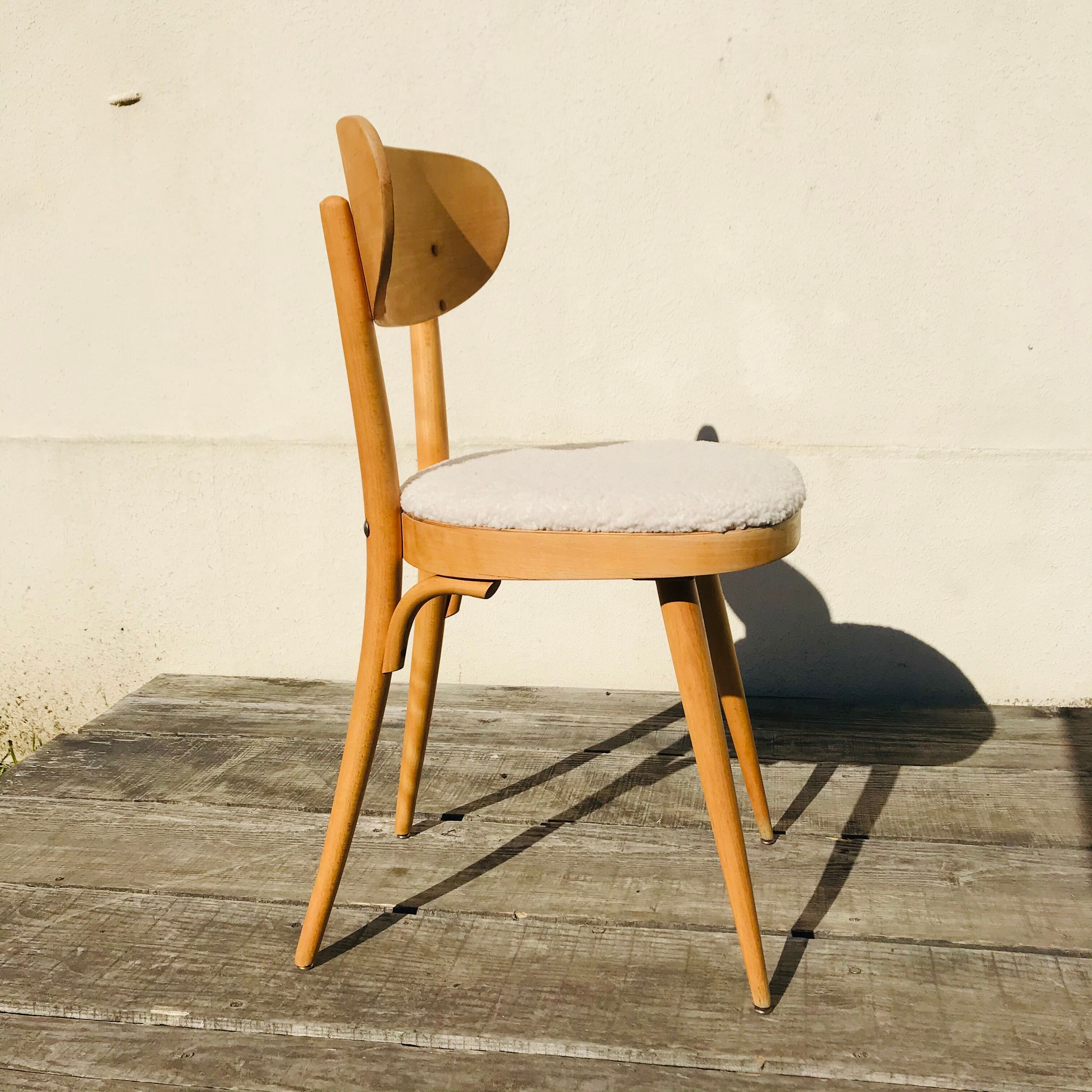 4 vintage 1960 Baumann chairs in blond beech