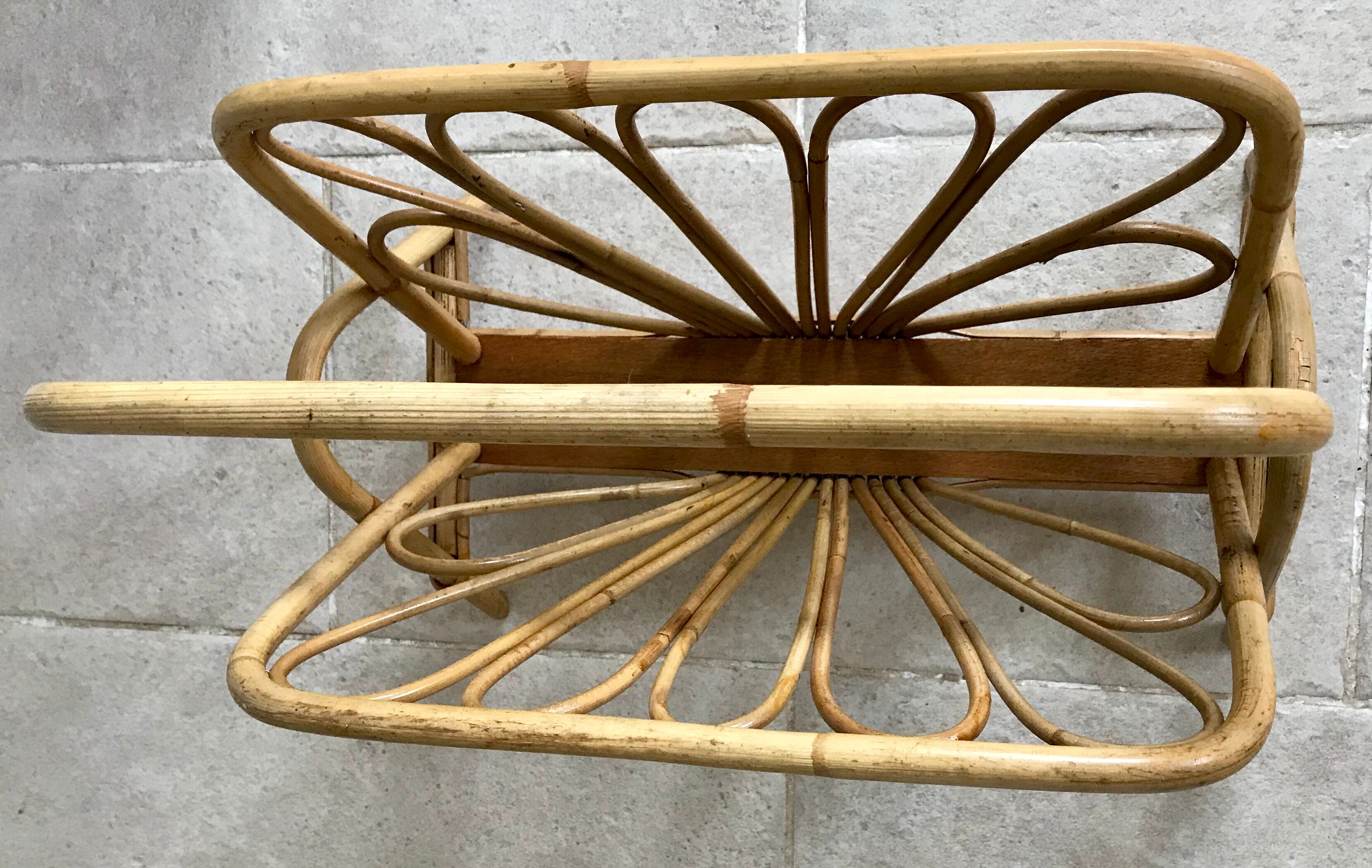 Vintage rattan magazine holder