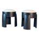 Pair of Black Ash Sculptural Stools with Dedar Milano Bouclé, by FORME
