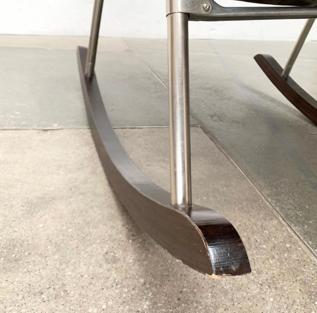 Rocking chair by Takeshi Nii - Leather and wood - 60s