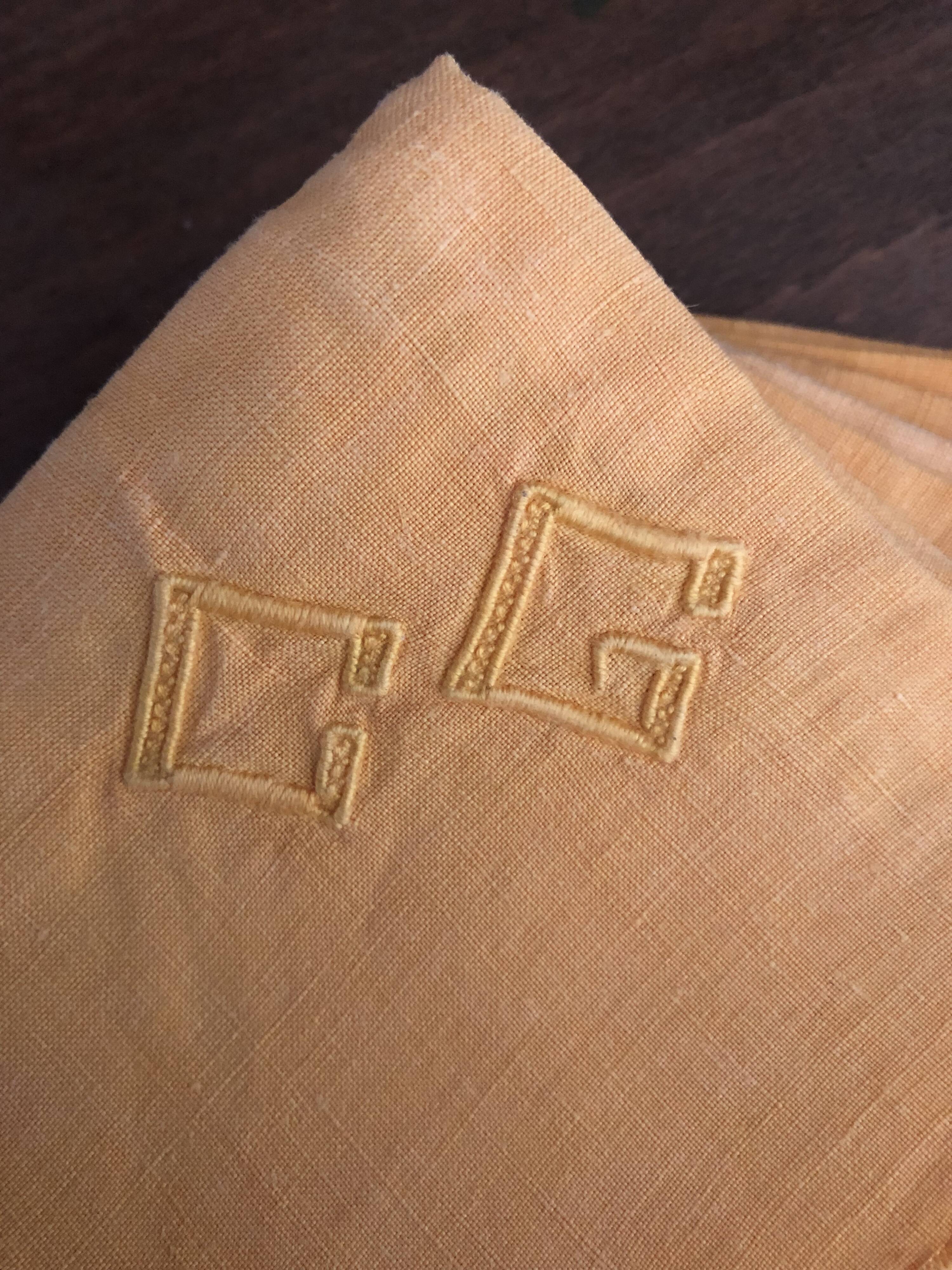 8 antique monogrammed napkins CG - 38x38 cm - Cotton