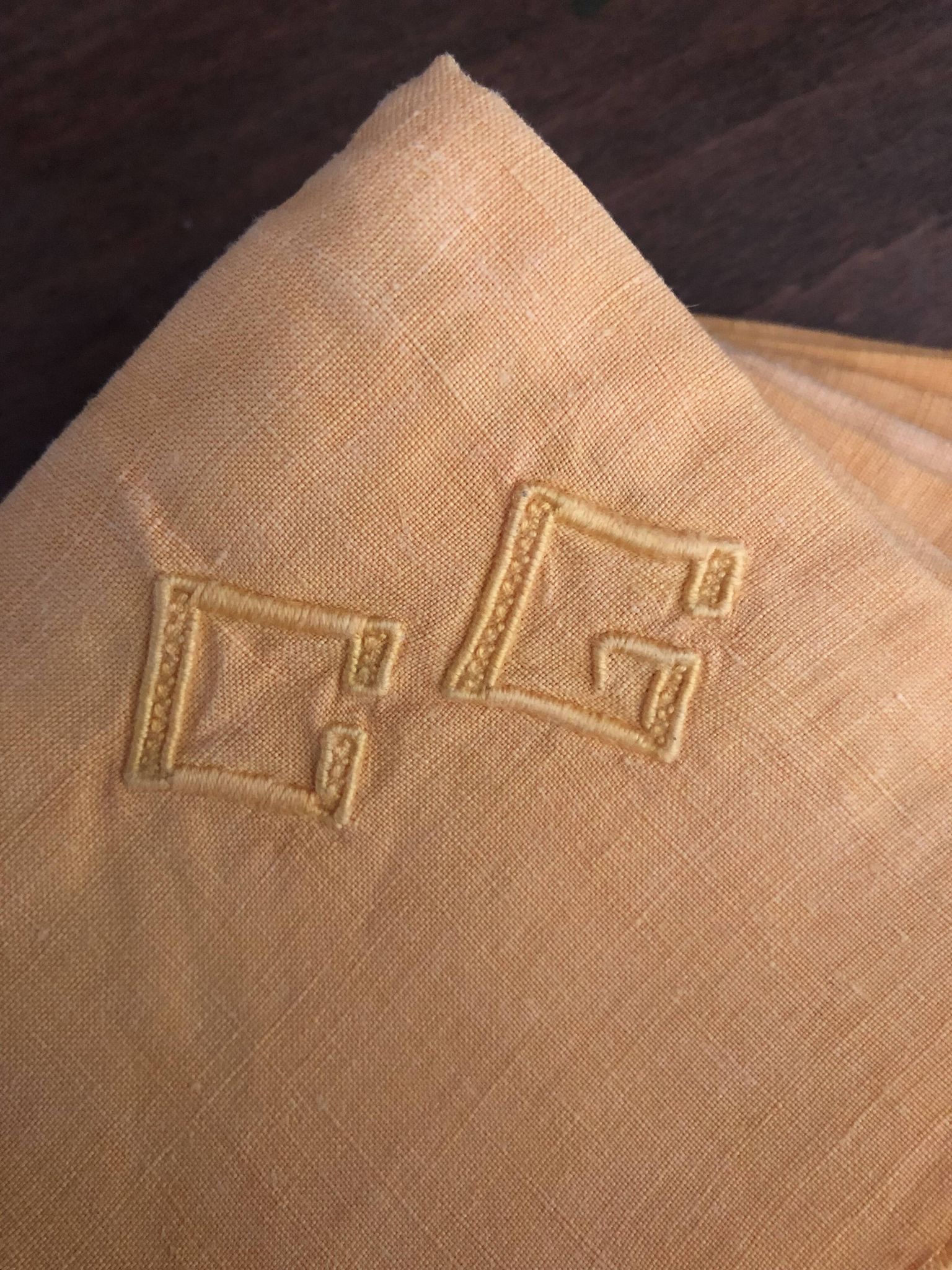 8 serviettes anciennes monogrammées CG - 38x38 cm - Coton
