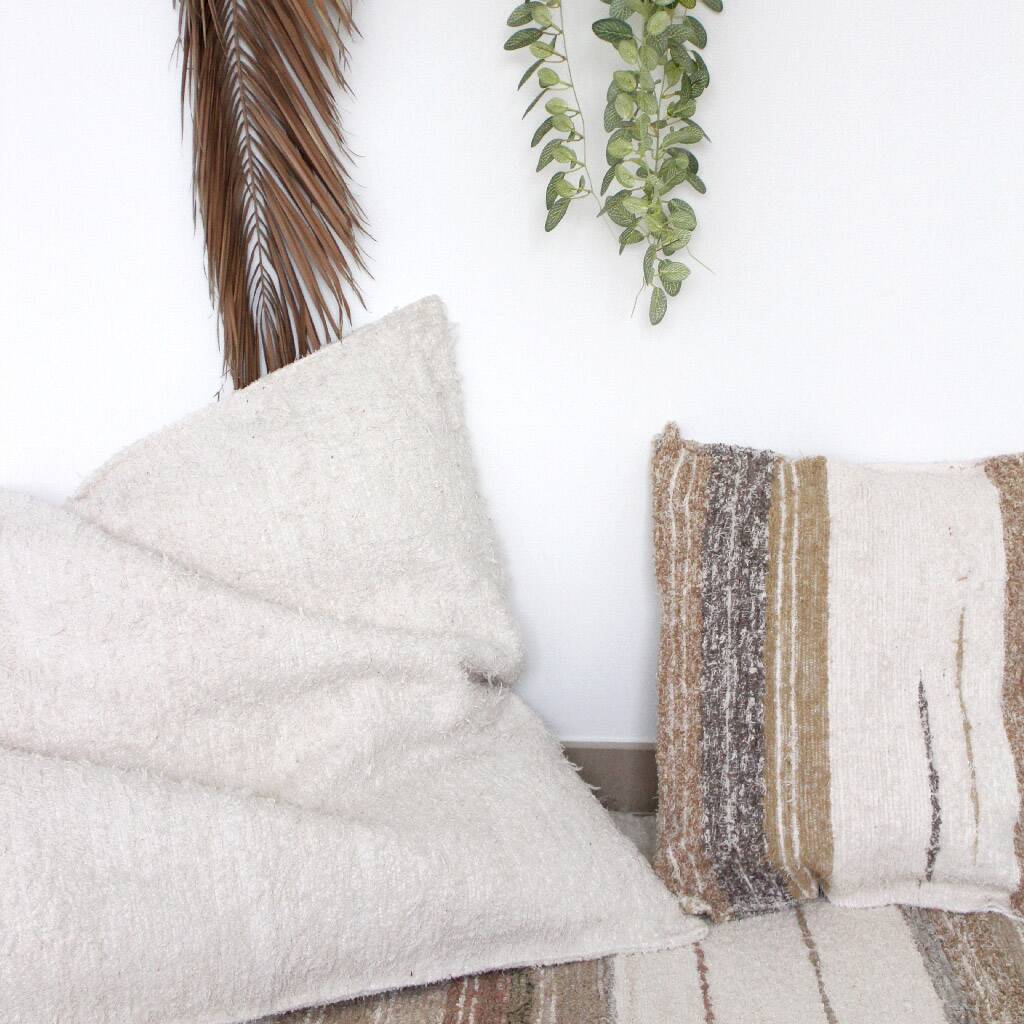 Handmade pouf cover - hand-woven recycled cotton - 90 x 90 cm