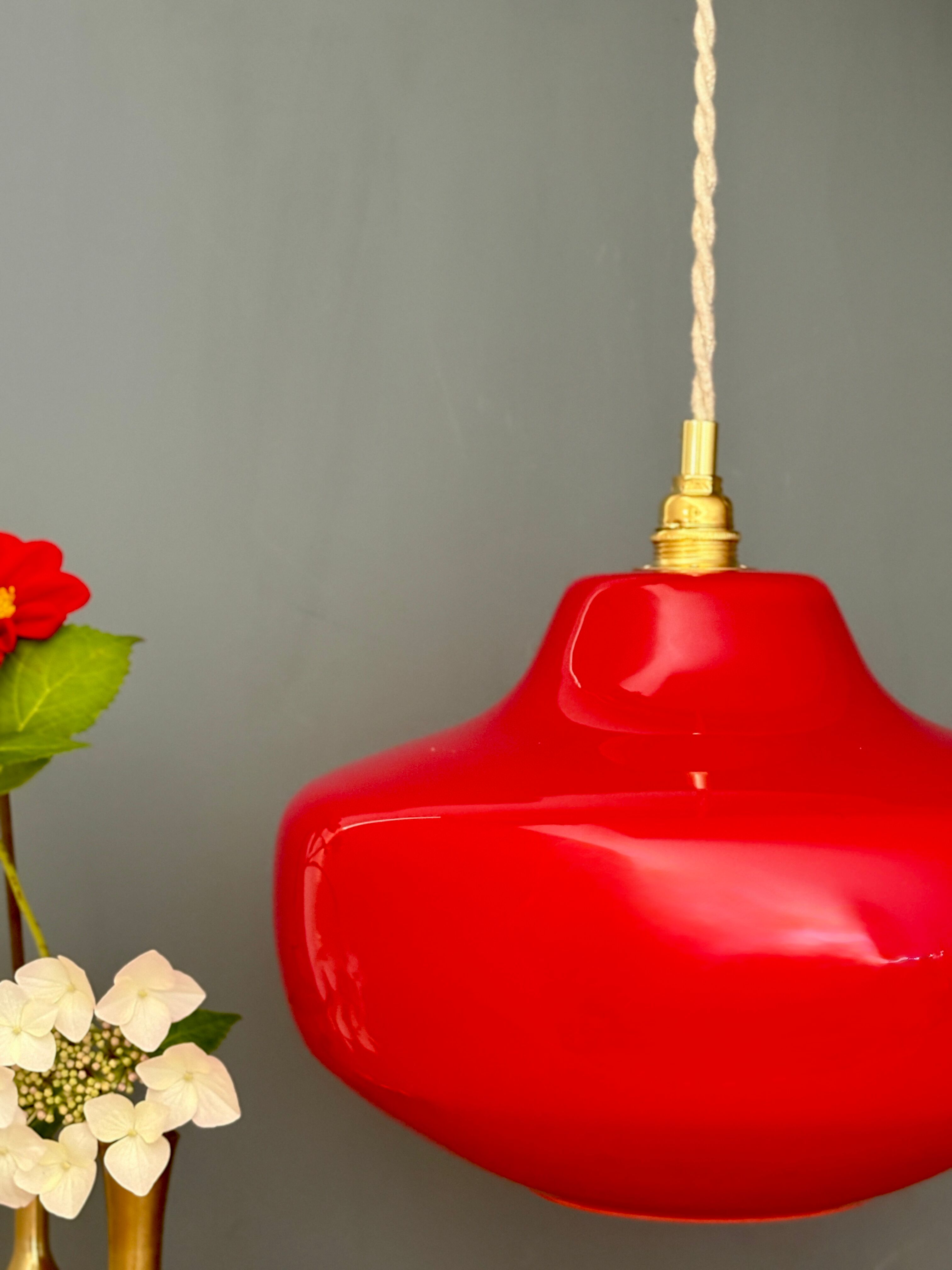 Vintage red opaline suspension globe