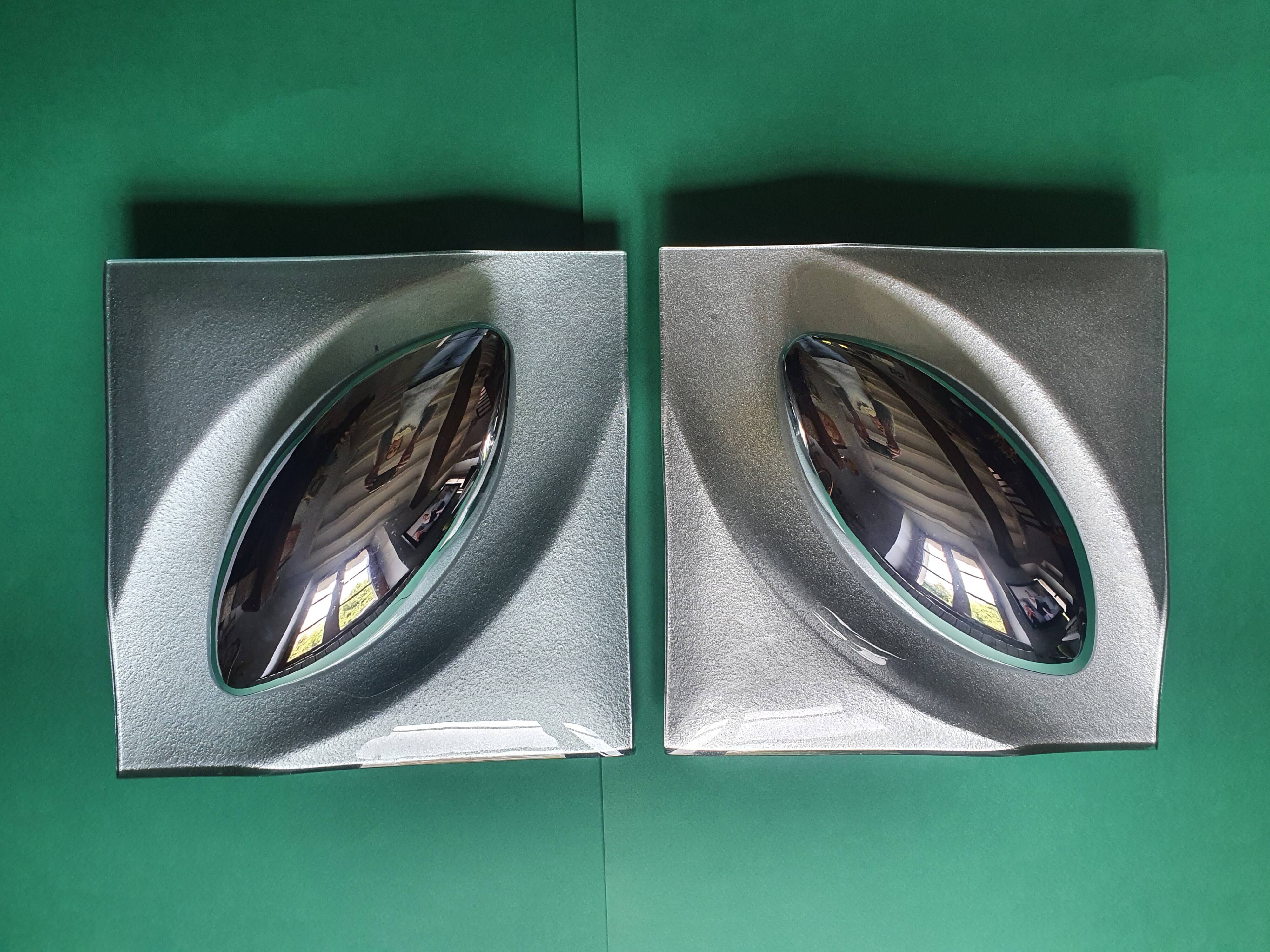 Pair of futuristic UFO wall lights