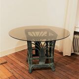 Table en rotin et verre