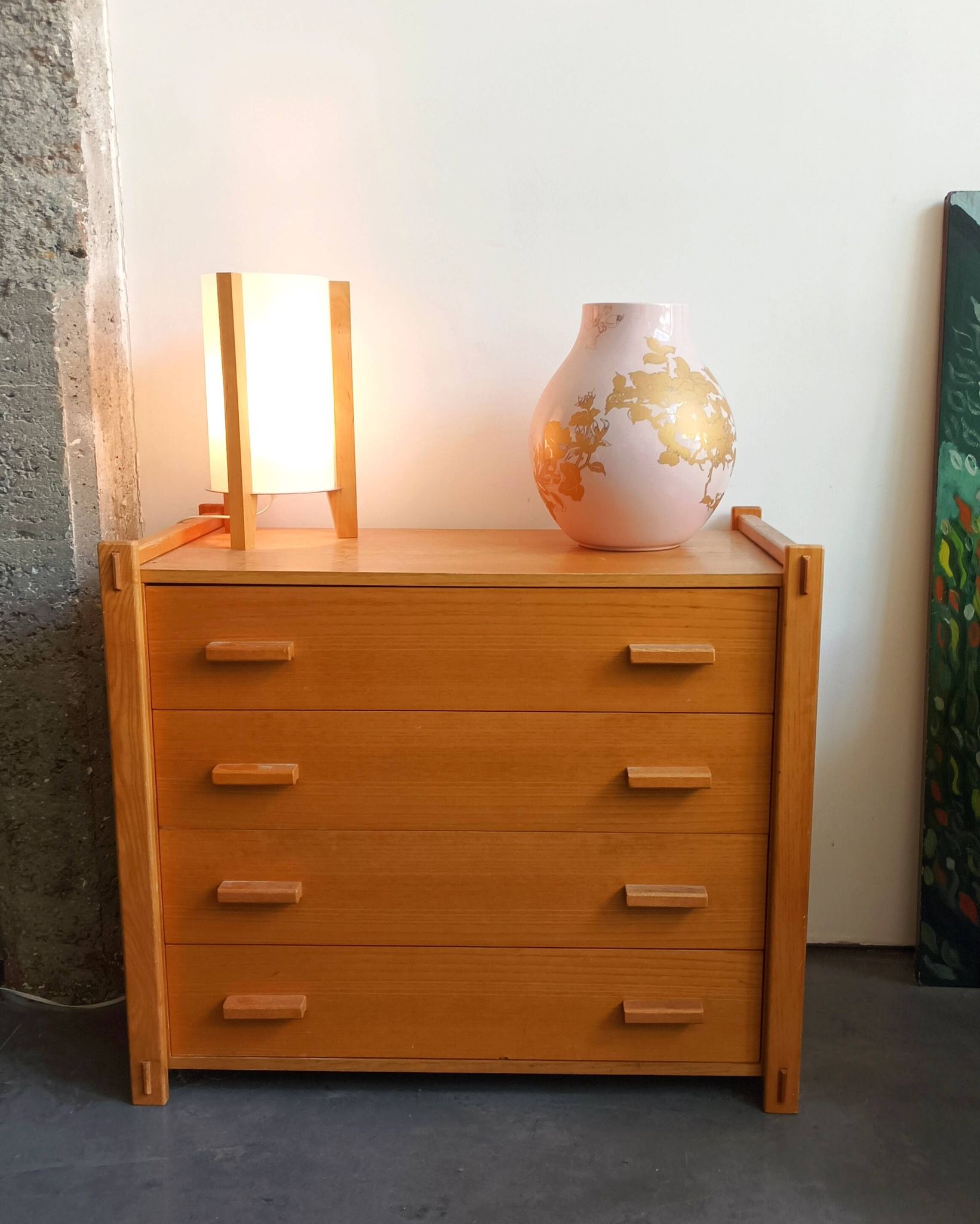 Vintage IKEA tripod lamp with blown glass
