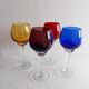 4 Antique Stemmed Liqueur Glasses in Colored Blown Glass