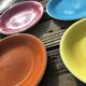 Set of 9 Salins dessert plates with multicolored earthenware cake dish