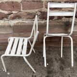 Paire de chaises bistrot de terrasse 1960 metal