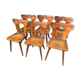 Set of 6 mountain chairs in fir folk art
