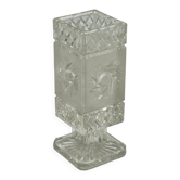 Vase vintage sur pied en verre taillé et dépoli